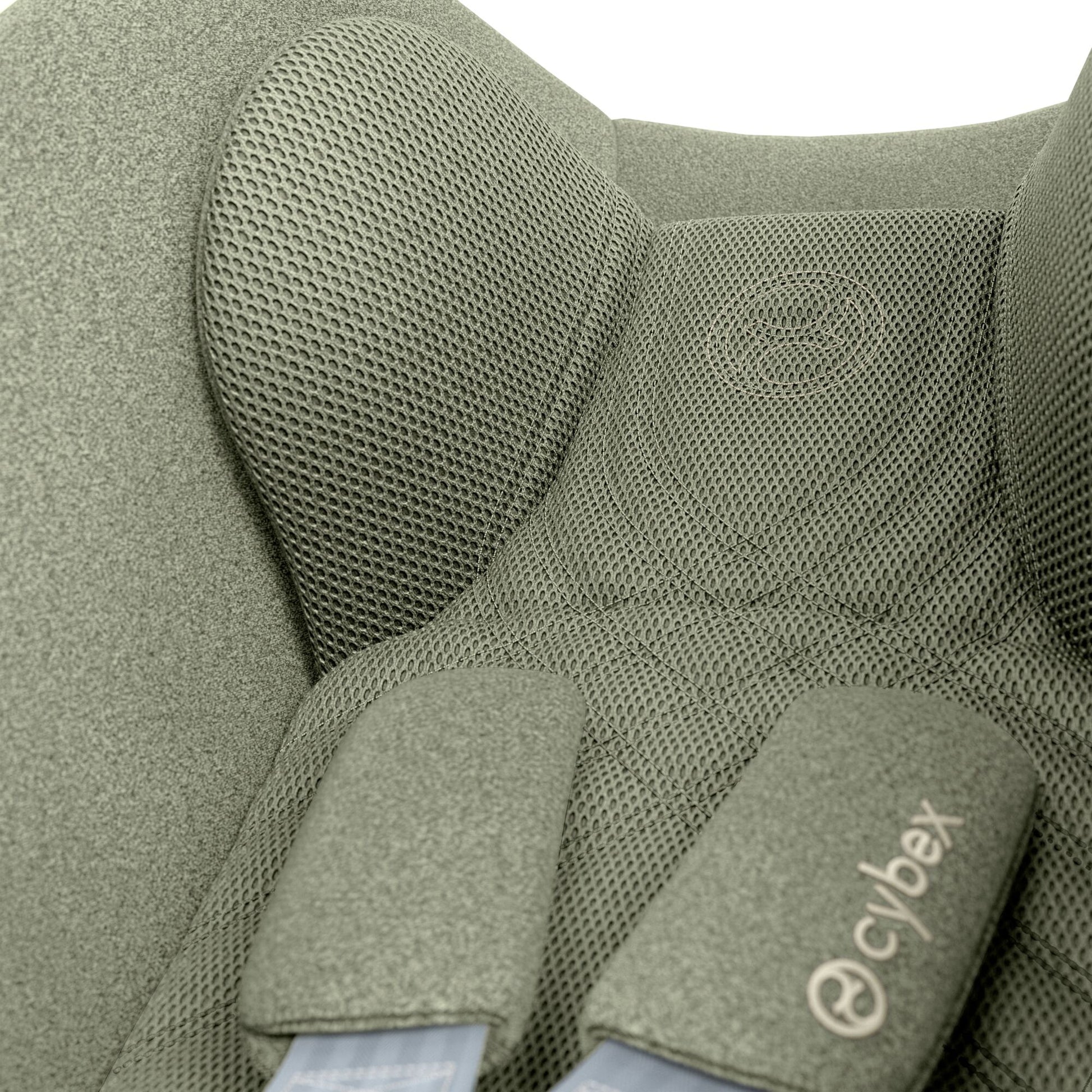 Cybex Cloud T car seat in Sage Green colourway, highlighting contemporary safety features.