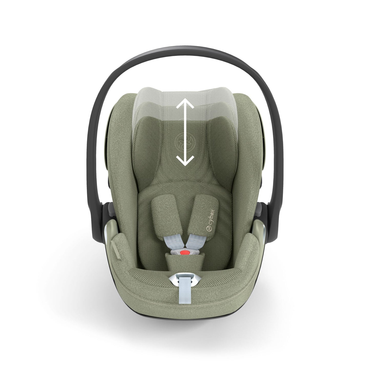 Cybex Cloud T car seat in Sage Green colourway, highlighting contemporary safety features.