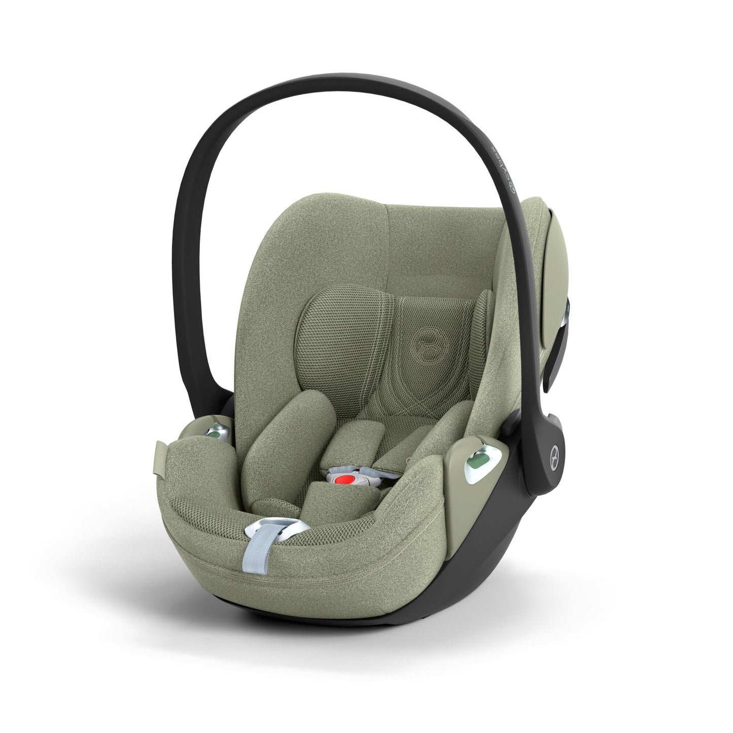 Cybex Cloud T car seat in Sage Green colourway, highlighting contemporary safety features.