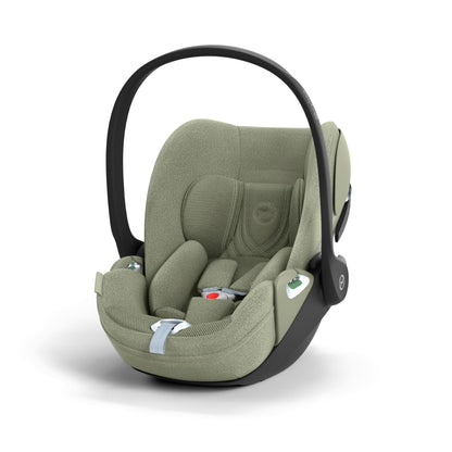Cybex Cloud T car seat in Sage Green colourway, highlighting contemporary safety features.