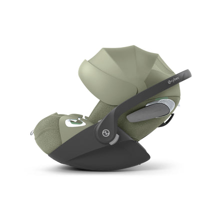 Cybex Cloud T car seat in Sage Green colourway, highlighting contemporary safety features.