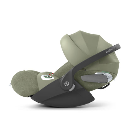 Cybex Cloud T car seat in Sage Green colourway, highlighting contemporary safety features.
