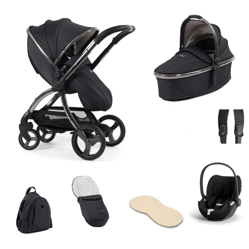 Egg 3 stroller in Carbonite with cloud t with accessories