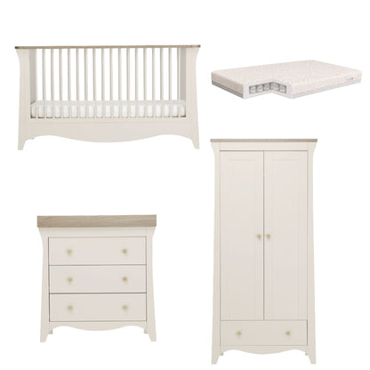 Clara Cashmere 3 Piece Bundle with Cotbed Dresser and Wardrobe with a CuddleCo Signature pocket sprung Mattress