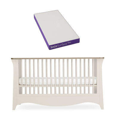 Clara cotbed in cashmere with a snuz duo mattress