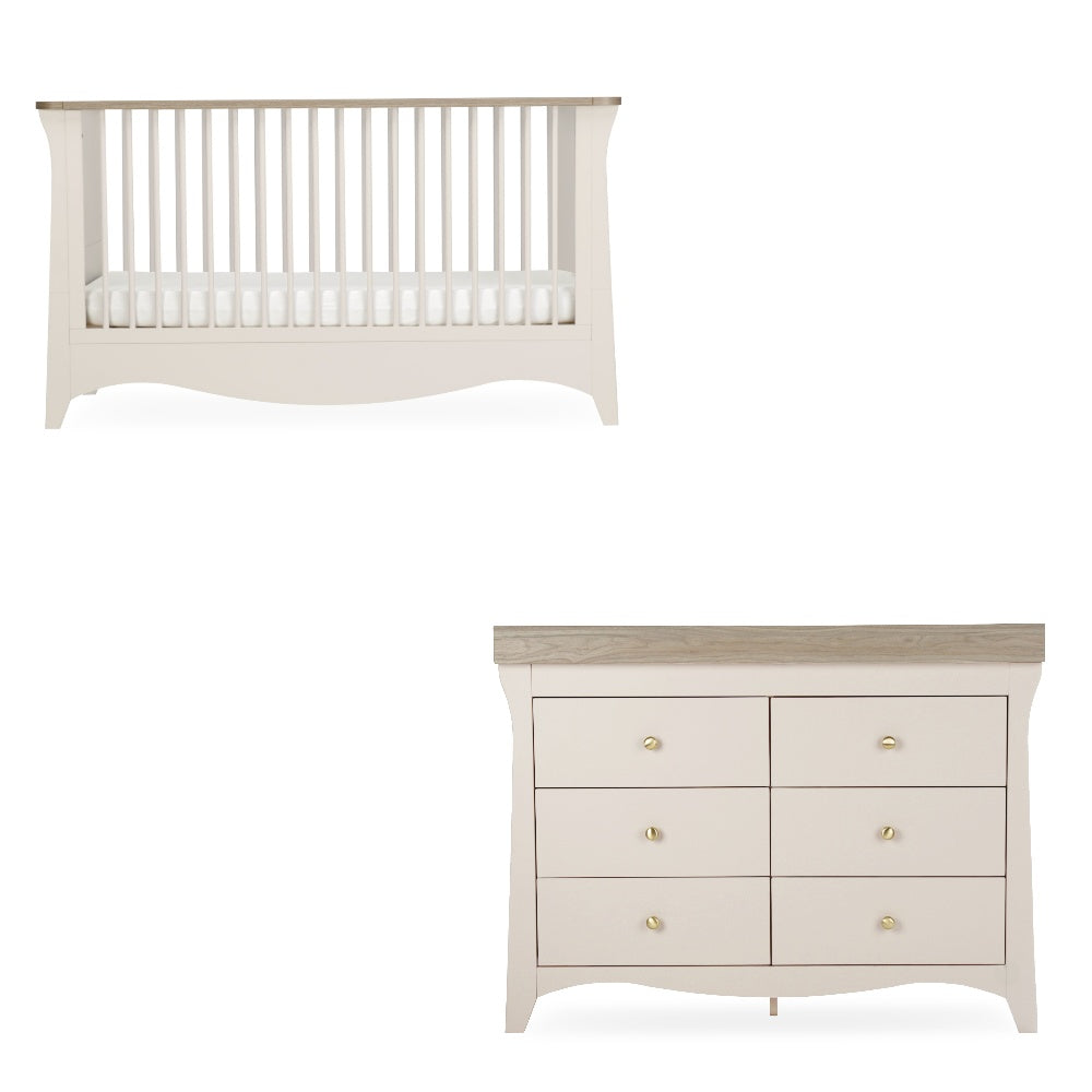 Cuddleco Clara Luxe 2 peice nursery furniture set in cashmere and ash colour.