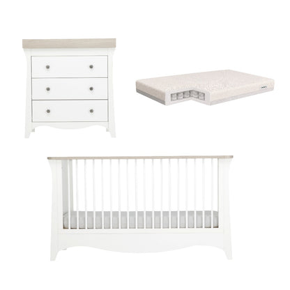 Clara 2 Piece Bundle with Cotbed and Dresser and a CuddleCo Signature pocket sprung Matttress.