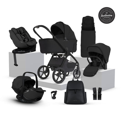 Silver cross cove 2 travel system in onyx black with next stage car seat in black.