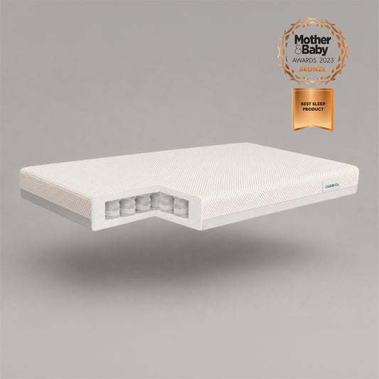 Cuddleco hypo allergenic poscket sprung mattress in white, to fit cot beds size 140cms x 70cms.