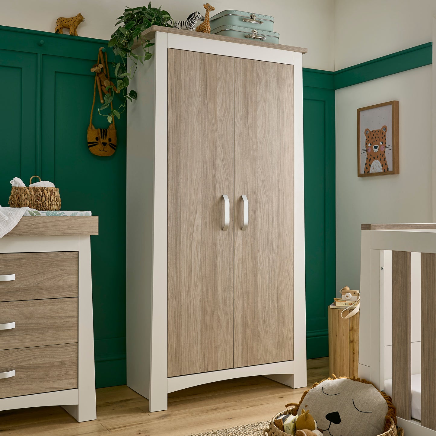 CuddleCo Ada 2 Door Nursery Wardrobe – White and Ash