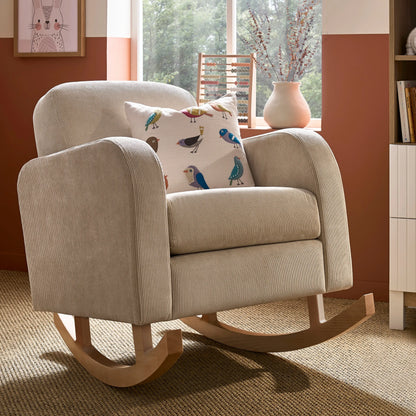 CuddleCo Etta nursing chair in sand colour way with rocking feet.
