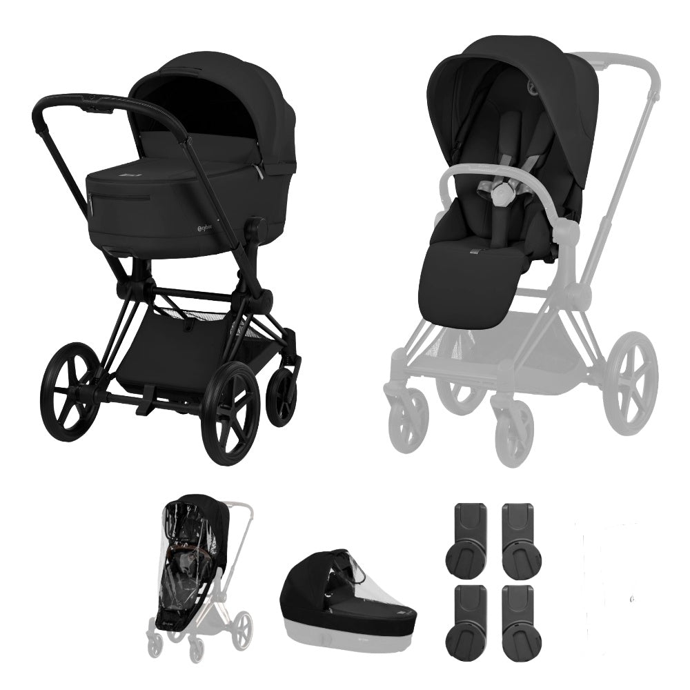 Cybex Priam Comfort combo in Sepia black colourway and matt black chassis.