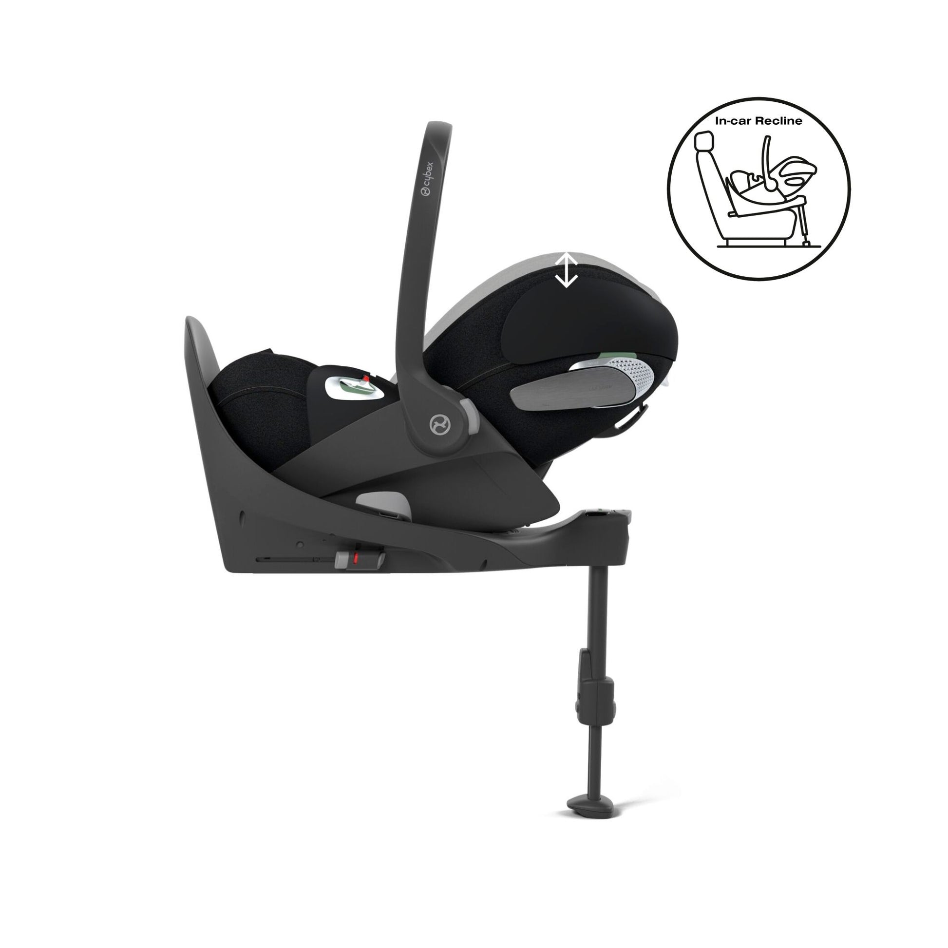 Cybex Cloud T car seat in sepia black plus, highlighting contemporary safety features.
