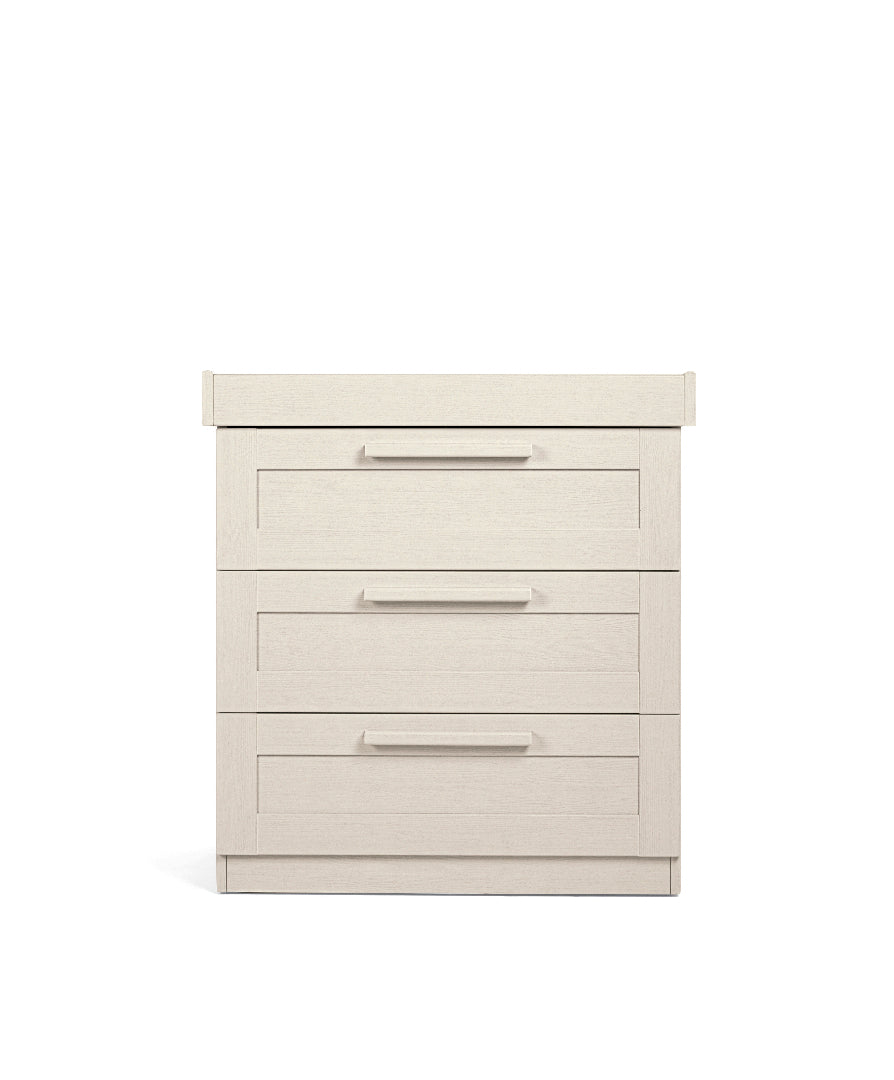 Baby changer station with drawers in stone colour finish.
