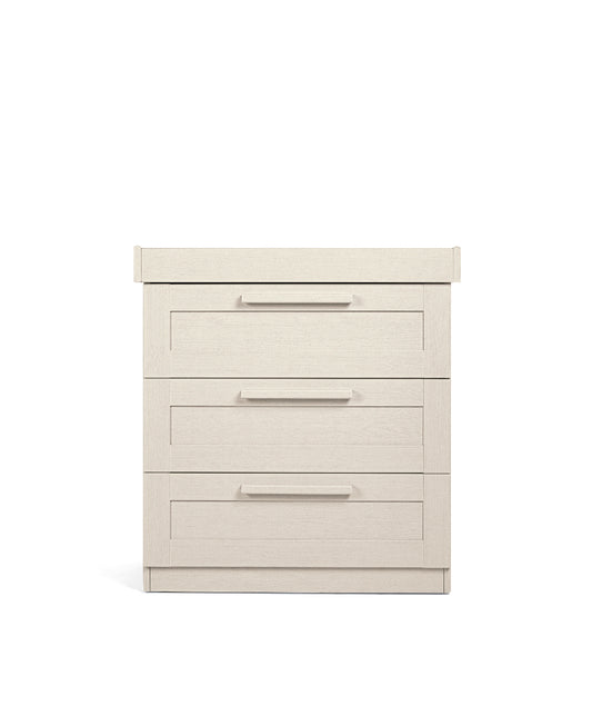 Baby changer station with drawers in stone colour finish.