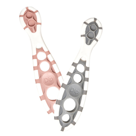 Cognikids weaning spoons in blush and grey colour.