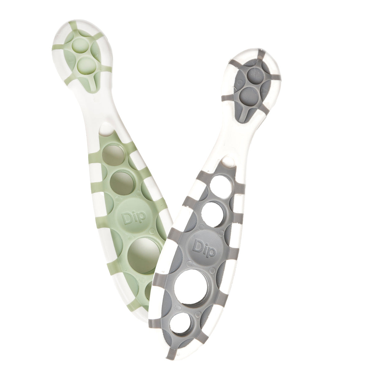 Cognikids weaning spoons in sage and grey colour.