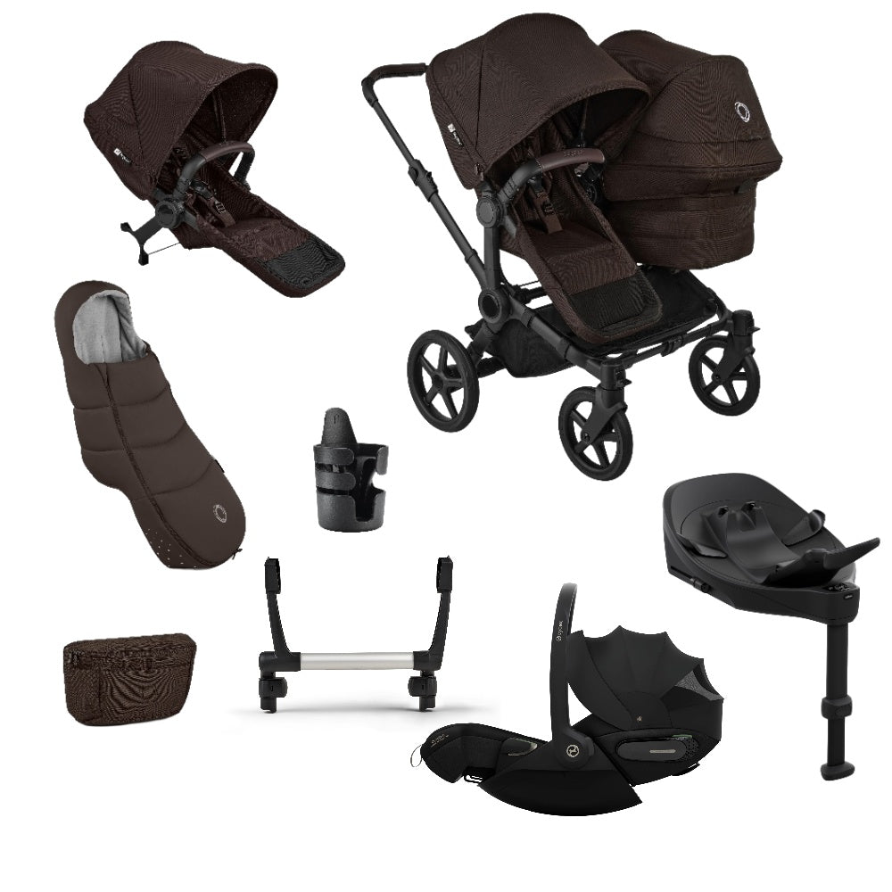 Bugaboo Donkey 6 Duoble Pushchair Essentials Bundle & Cybex Cloud S Car Seats