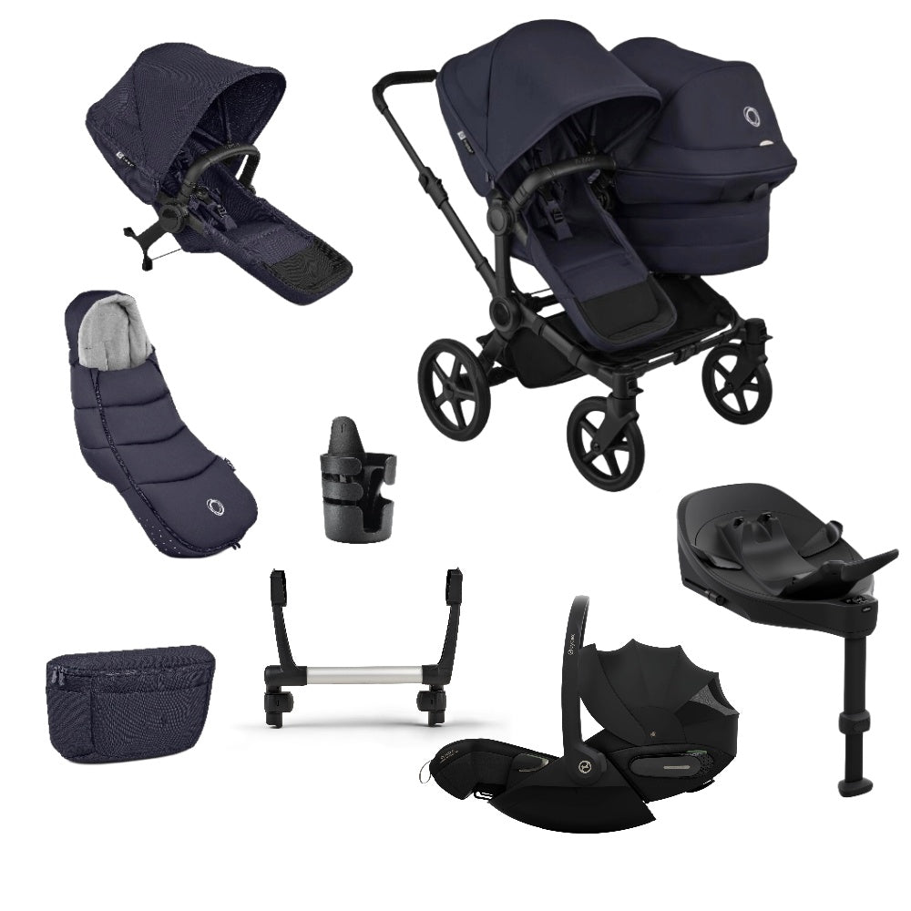 Bugaboo Donkey 6 Duoble Pushchair Essentials Bundle & Cybex Cloud S Car Seats