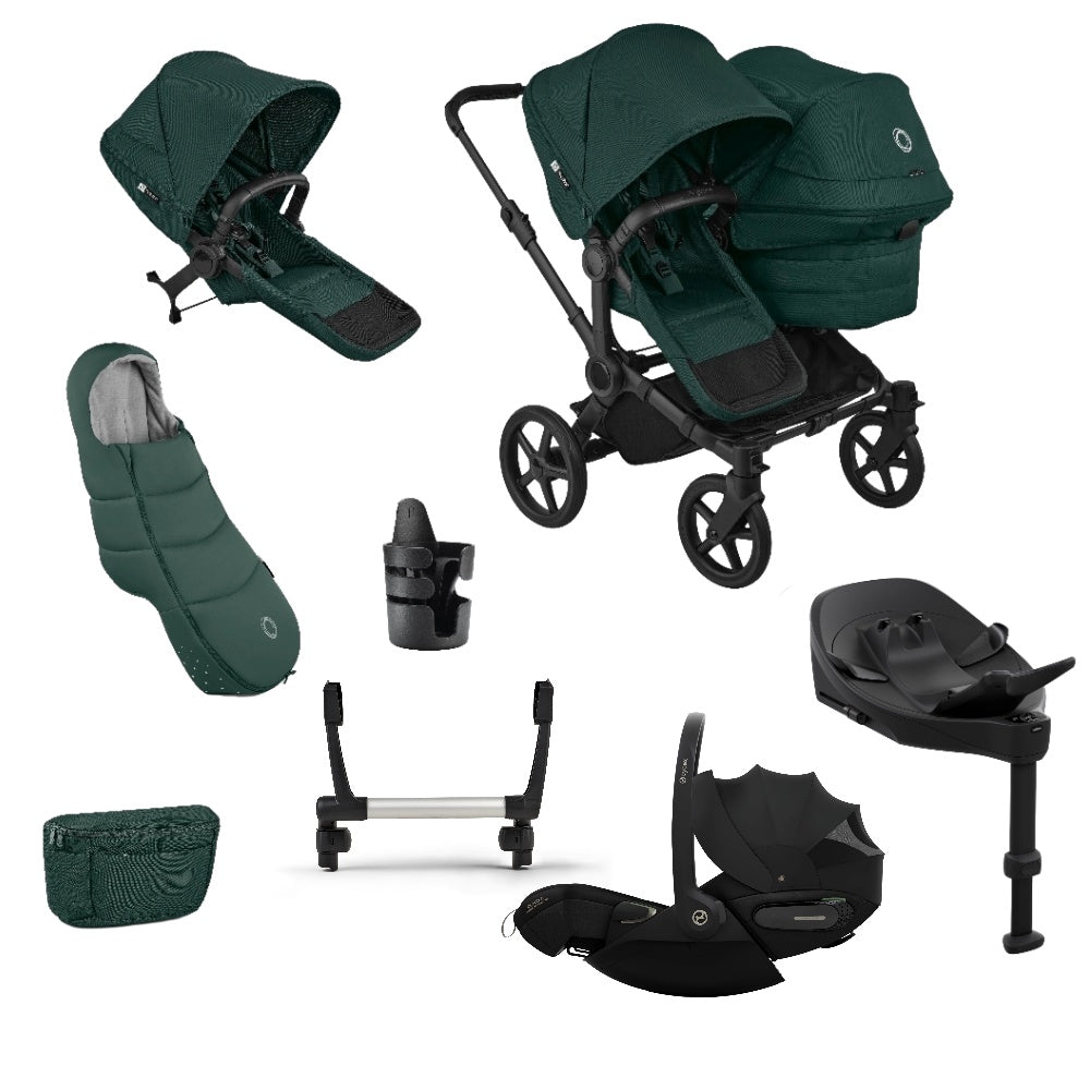 Bugaboo Donkey 6 Duoble Pushchair Essentials Bundle & Cybex Cloud S Car Seats