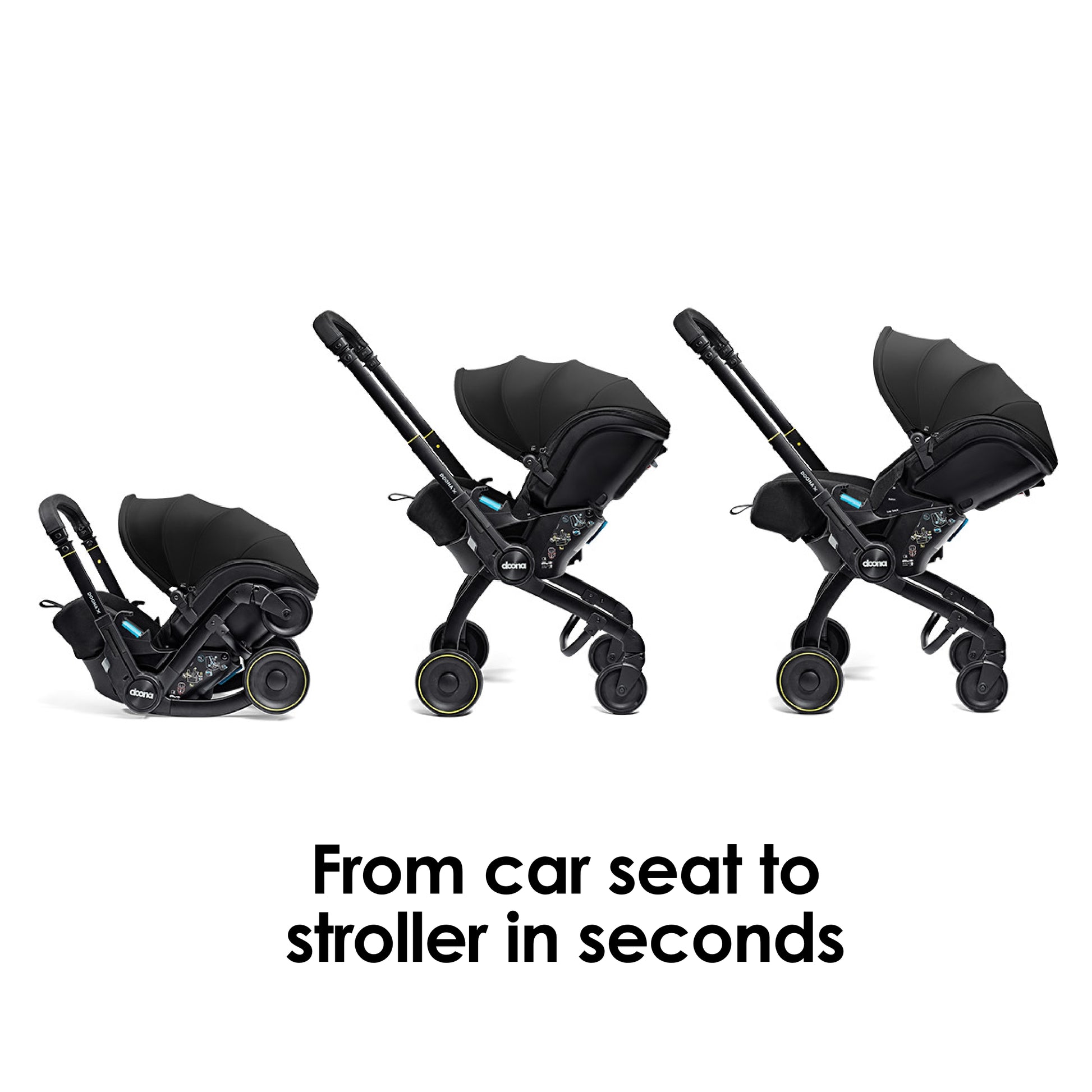 A stylish Doona car seat in nitro black, for a modern infant safety solution.