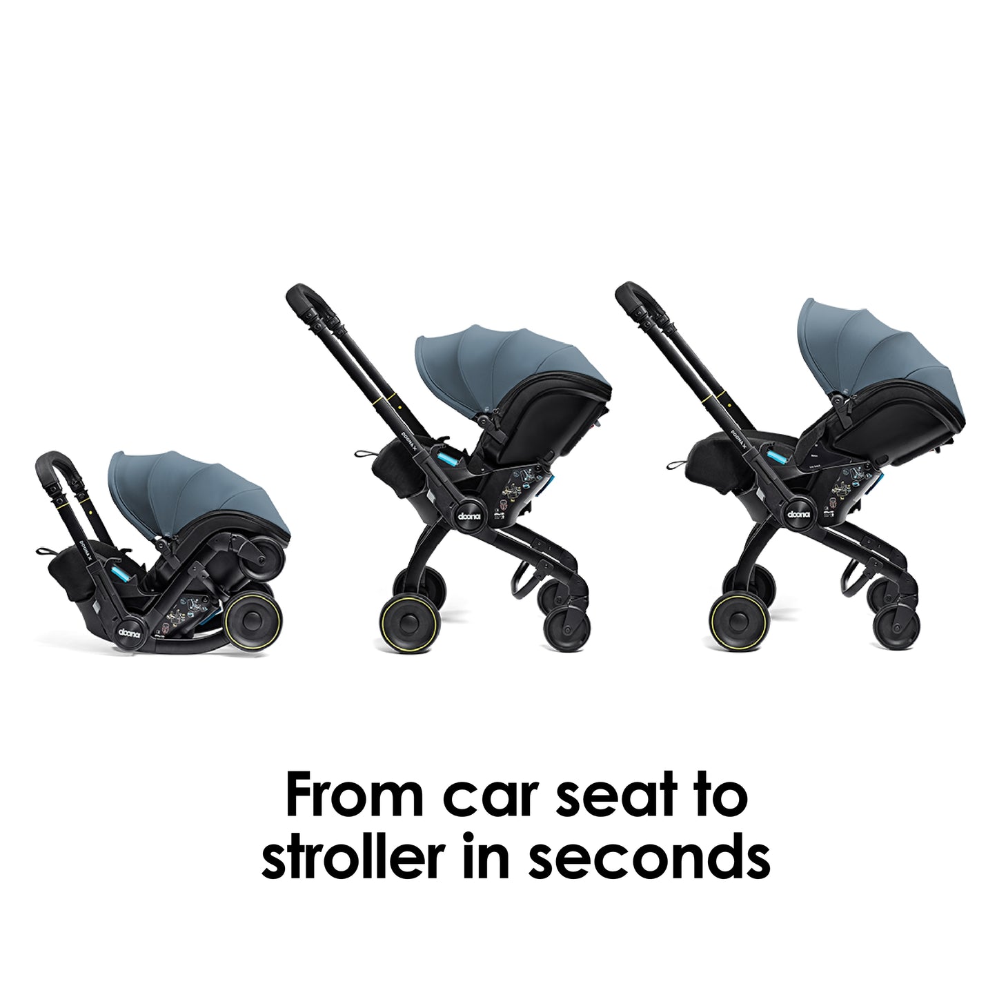 A stylish Doona car seat in Ocean Blue, for a modern infant safety solution.