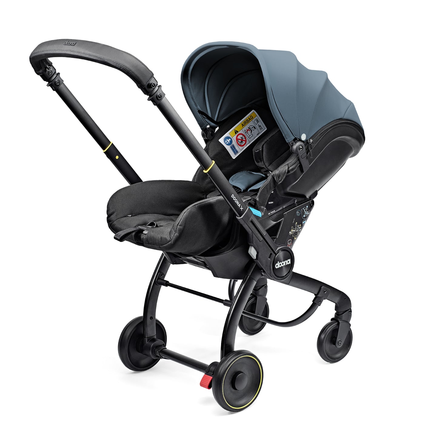 A stylish Doona car seat in Ocean Blue, for a modern infant safety solution.