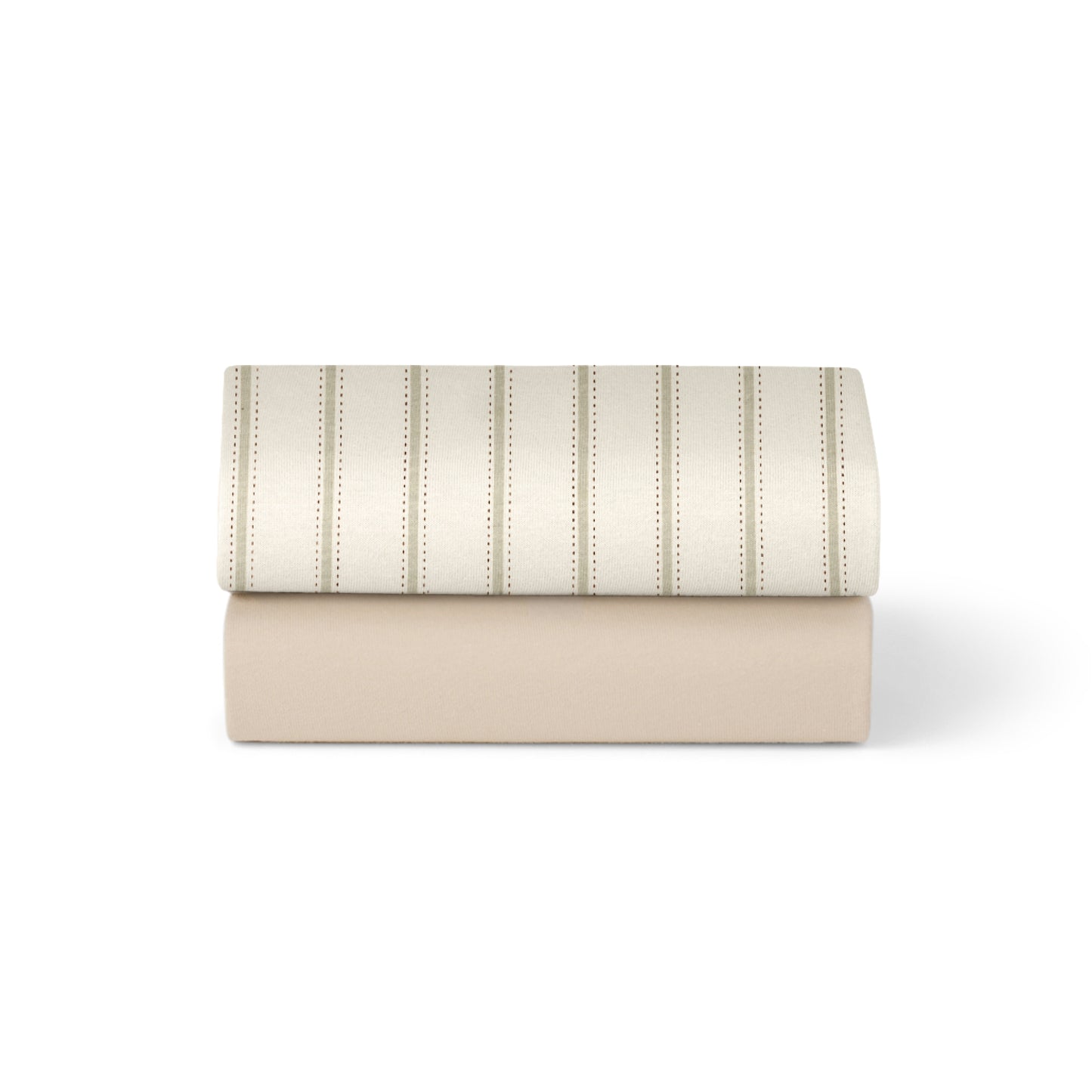 Snuzpod crib sheets in sage green stripe colour.