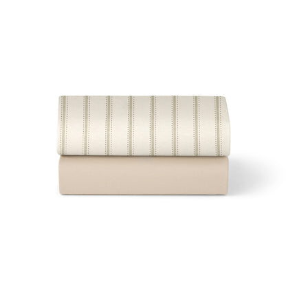 Snuzpod crib sheets in sage green stripe colour.