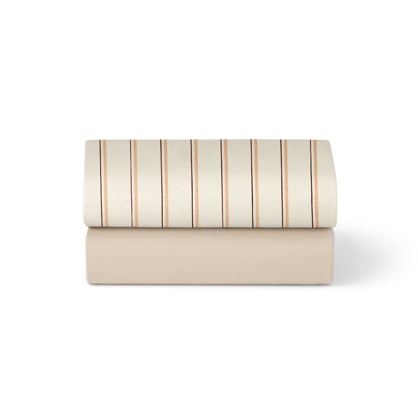 Snuzpod crib sheets in blush beige stripe colour.