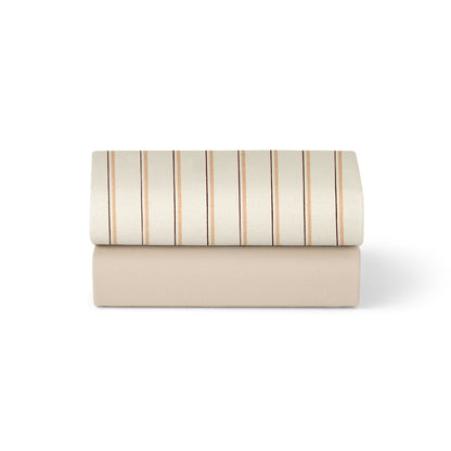 Snuzpod crib sheets in blush beige stripe colour.