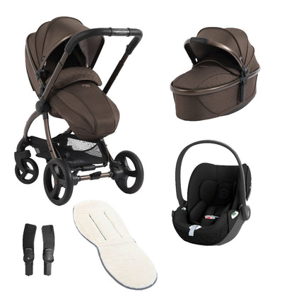 Egg 3 bundle in Chocolate Velvet colourway with accessories and cloud t car seat.