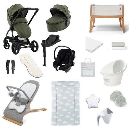 Egg3 in sage green colourway with all babies essentials.
