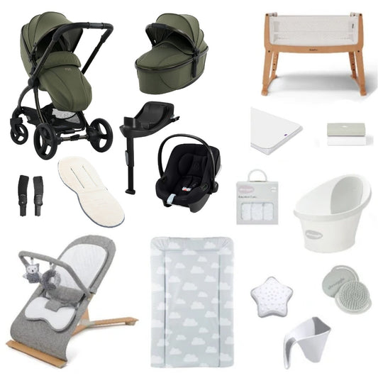 Egg3 in sage green colourway with all babies essentials.