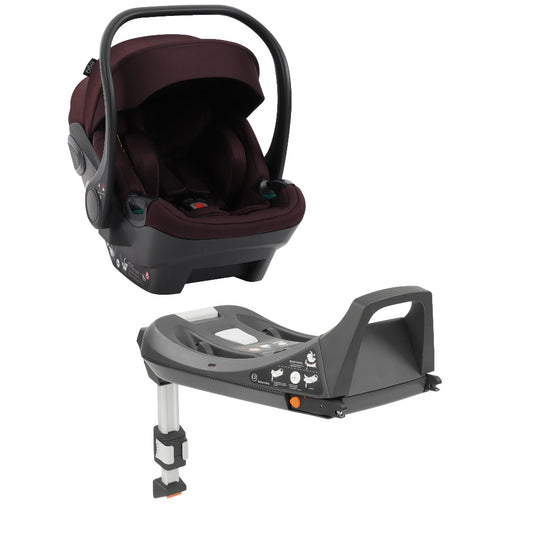 Egg car seat and isofix base in mulberry red colour.