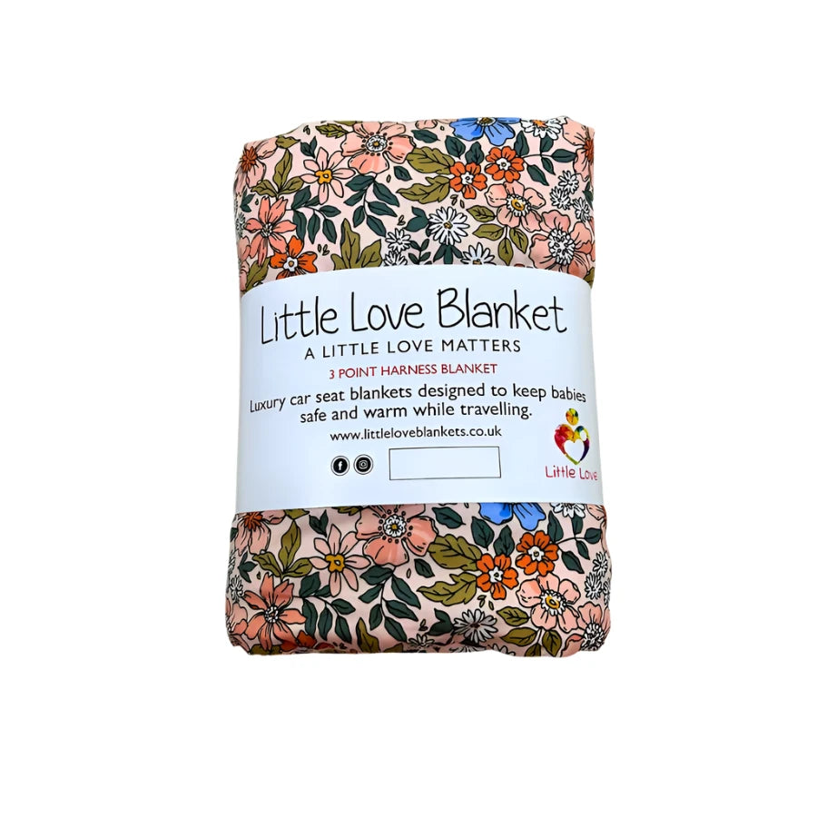 Little Loves 3 point harness blanket in  Eleanor Flower print.