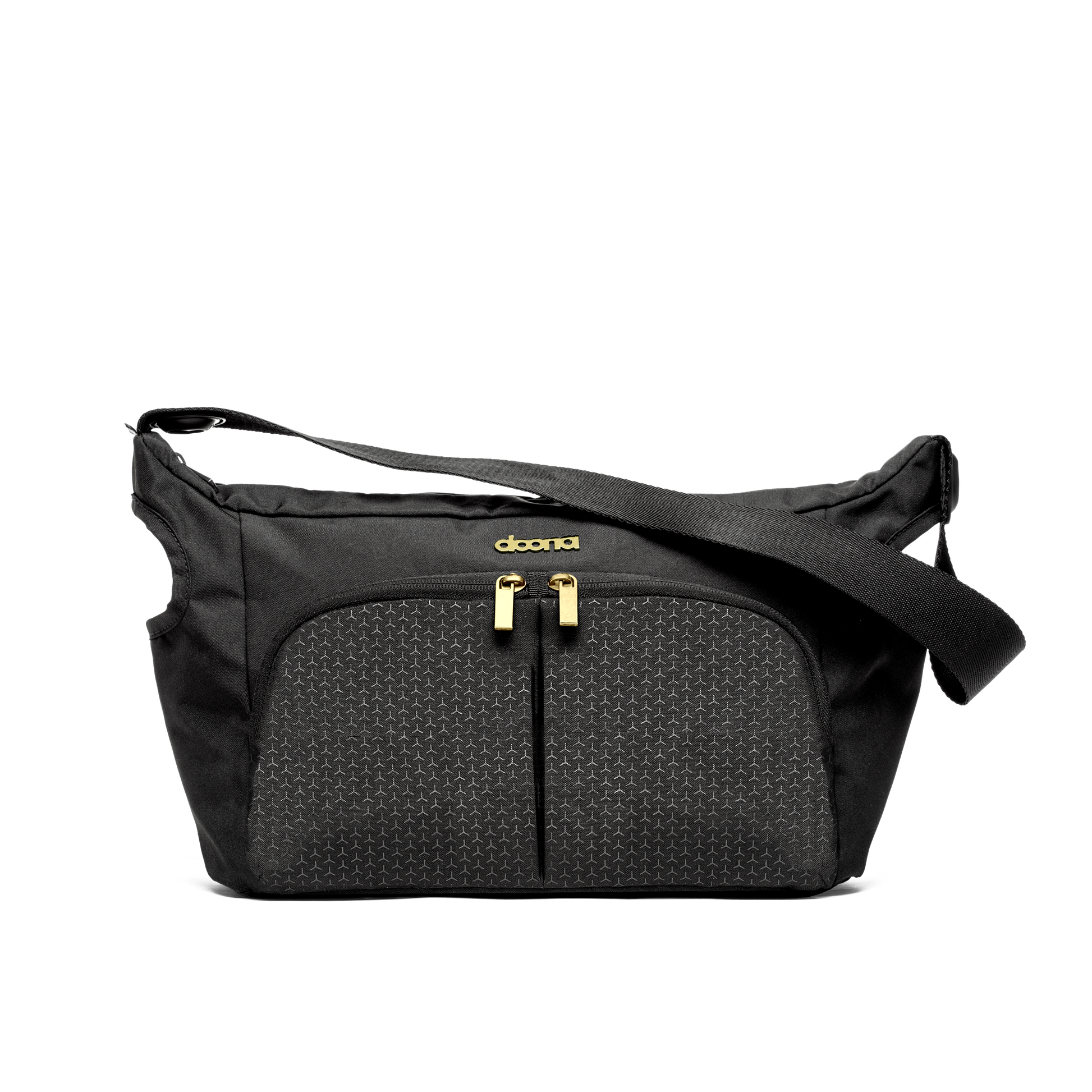 Stroller organiser bag with straps for attaching to pram.