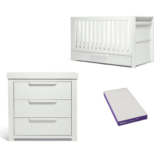 Mamas & Papas Franklin 2 Piece Cotbed Set with Dresser Changer in White Wash