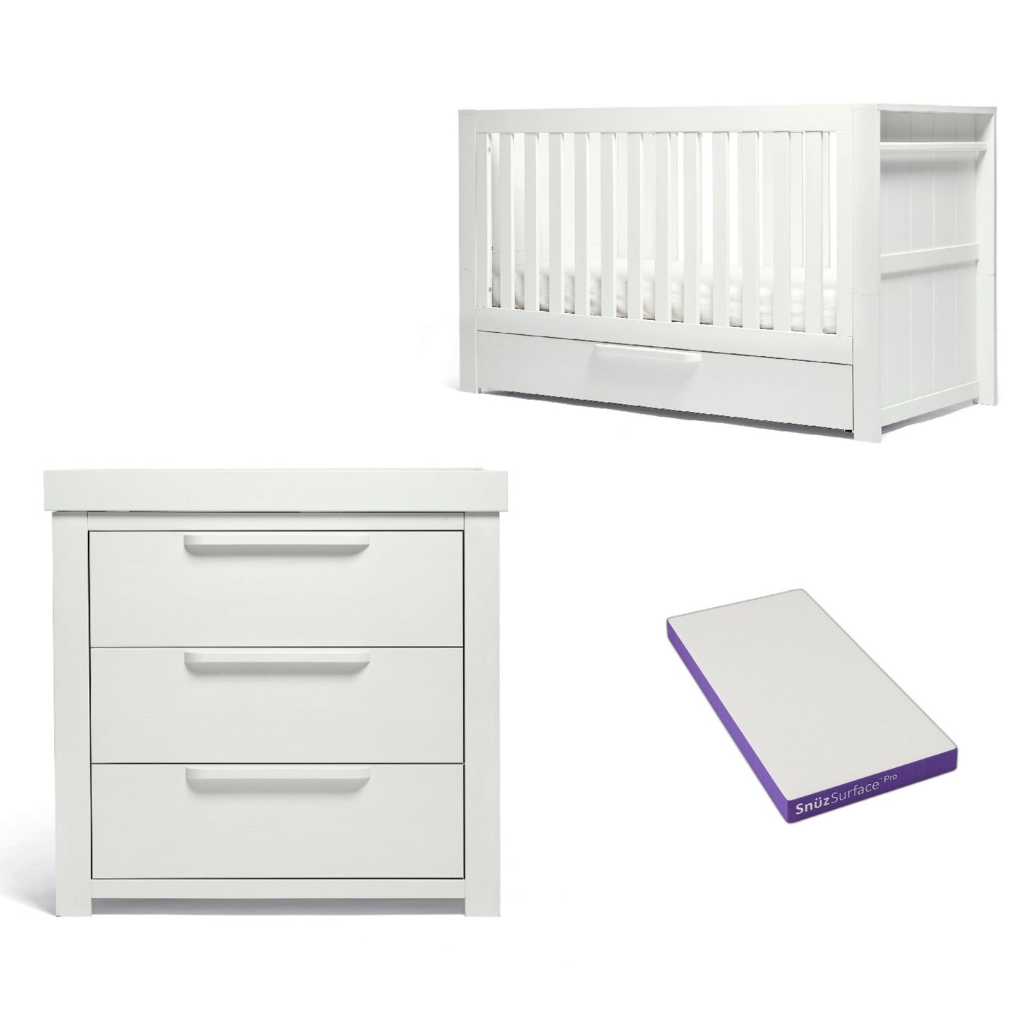 Mamas & Papas Franklin 2 Piece Cotbed Set with Dresser Changer in White Wash