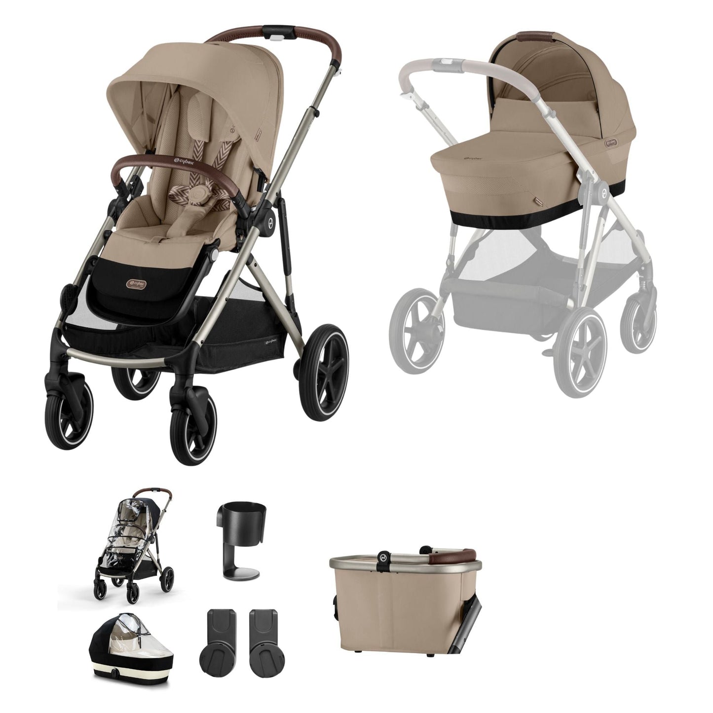 Cybex gazelle in almond beige bundle without footmuff.