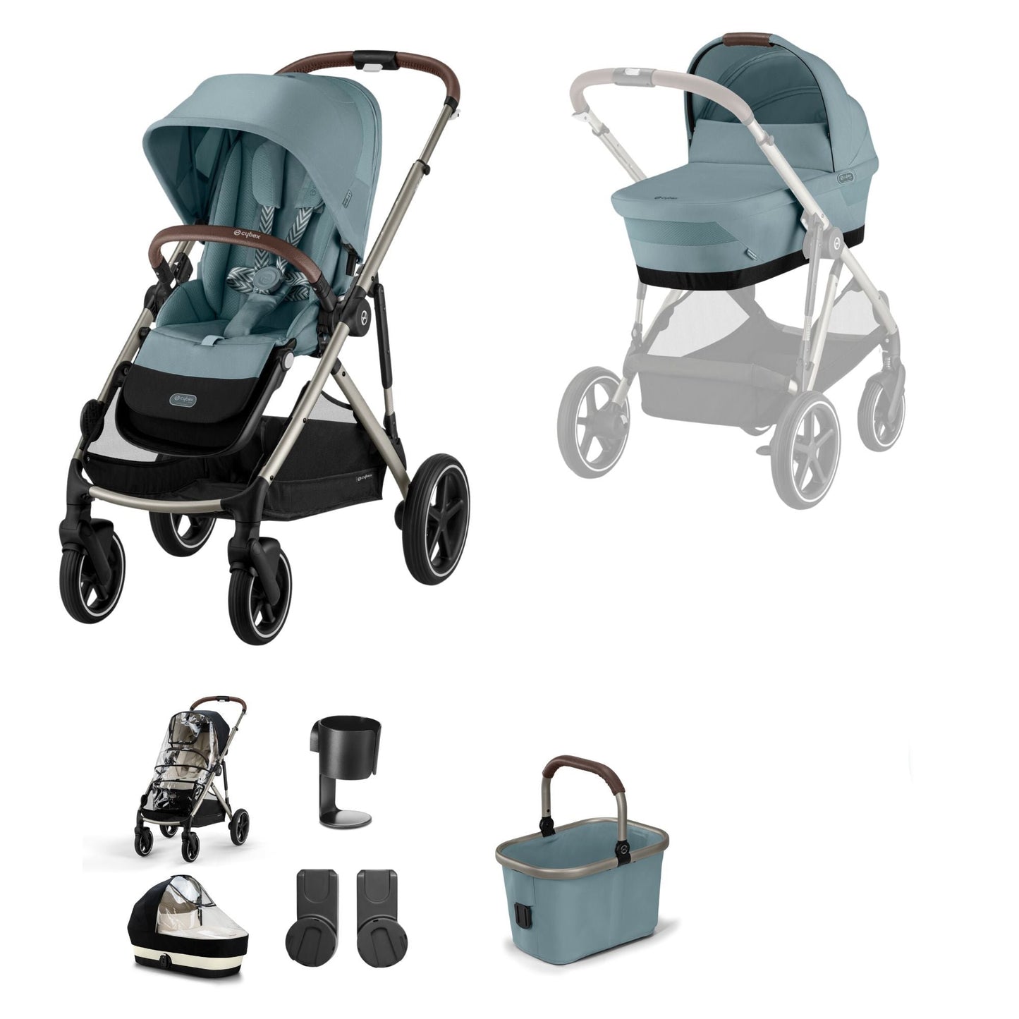 Cybex gazelle in stormy blue bundle without footmuff.