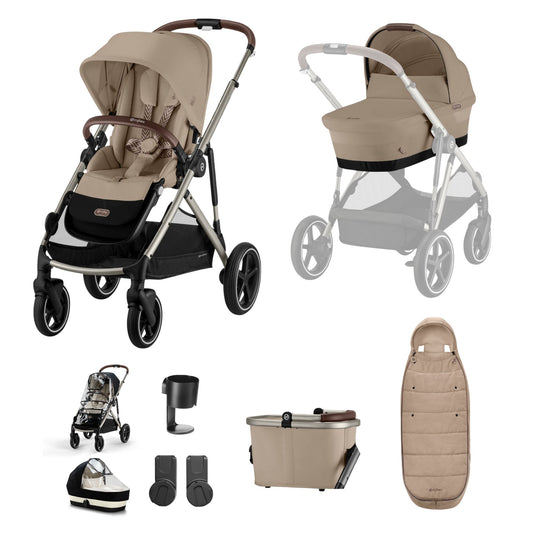 Cybex gazelle in almond beige bundle with footmuff.