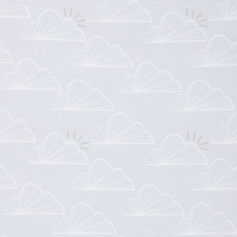 Shnuggle air cot fitted sheets in a grey cloud print