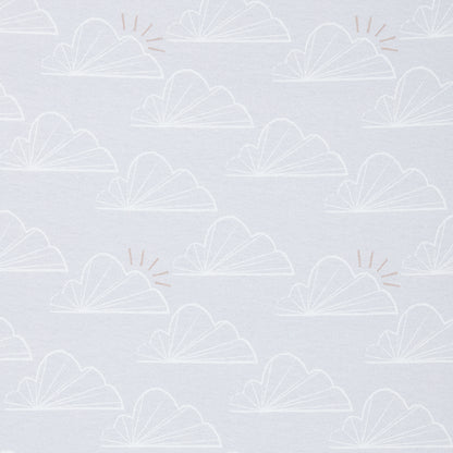 Shnuggle air cot fitted sheets in a grey cloud print