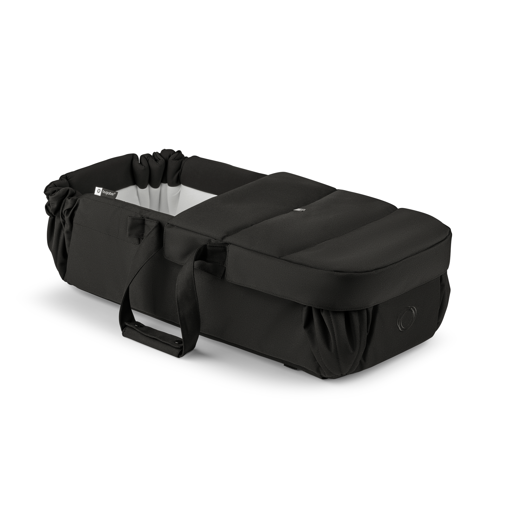 Bugaboo baby nest in black colourway to fit inside various pushchairs.