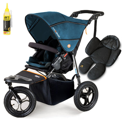 Out N About single nipper in highland blue with newborn insert.