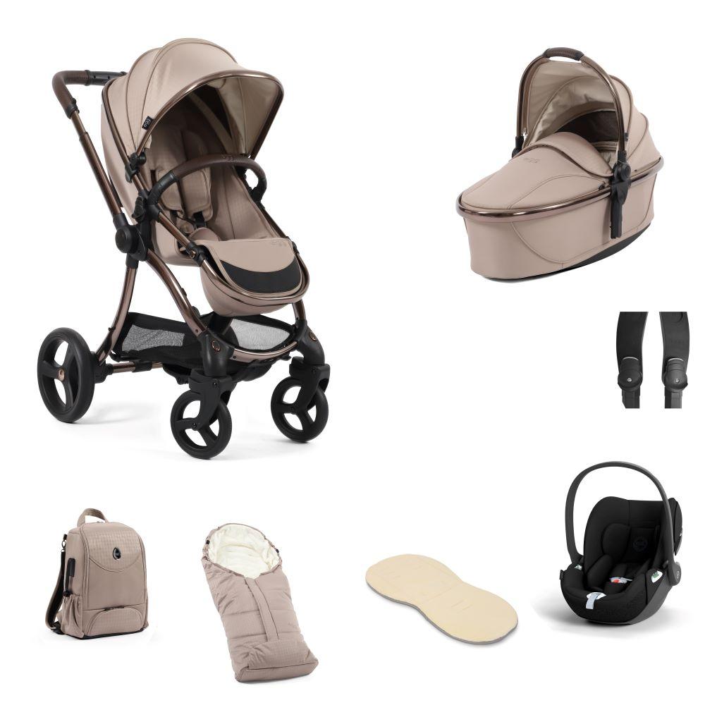 Egg 3 stroller in houndstooth almond with cloud t with accessories