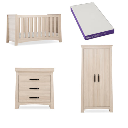 Isla 3 Piece Bundle with Cotbed Dresser and Wardrobe with a Snuz Duo Mattress