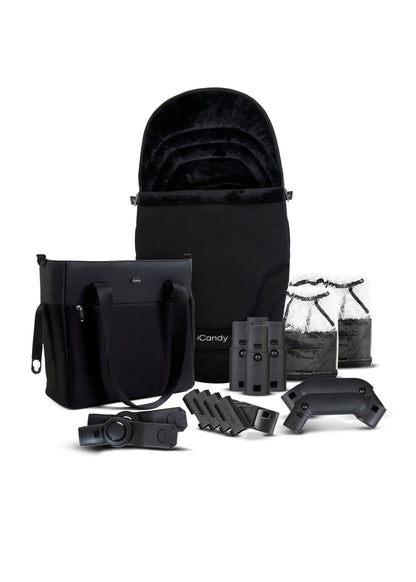 The iCandy Orange 4in Pistacio as a complete bundle, showcasing a range of accessories.