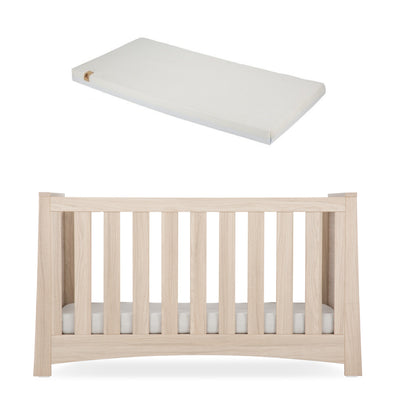 Isla Cot bed in ash with a CuddleCo lullaby mattress